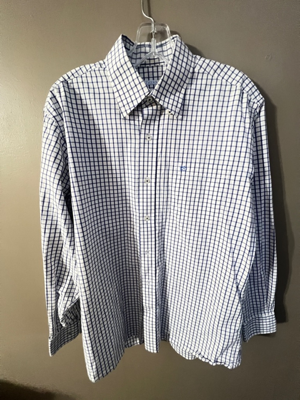 Southern Tide Blue and White Grid Button-Down Shirt